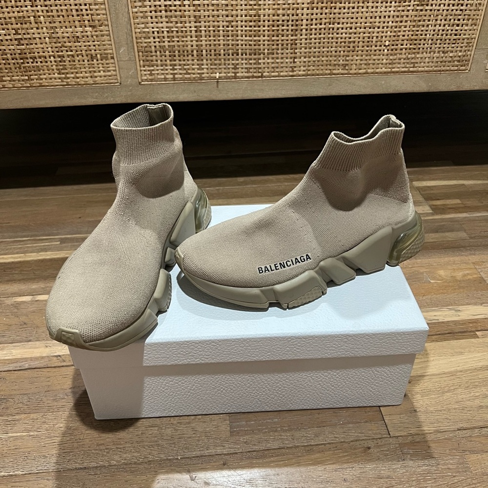 Balenciaga Women's Beige Sock Sneakers